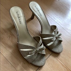 Kelly and Katie gold glitter heels